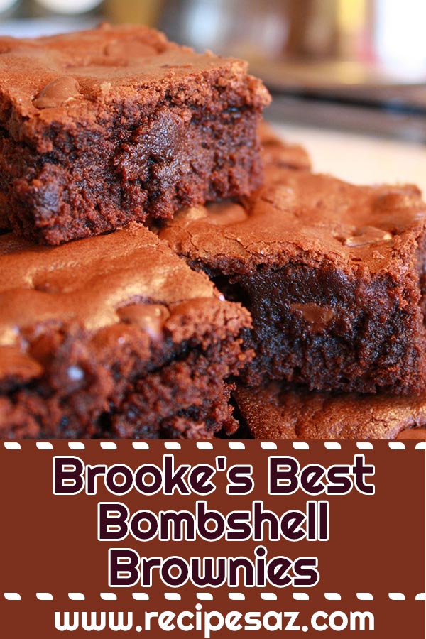 Brooke's Best Bombshell Brownies Recipe - These brownies came out great, so fudgy and chewy! Sine there is extra egg in place of the usual oil and no baking soda/powder, the result is an intensely rich, decadent brownie. #bombshellbrownies #brownies #browniesrecipe #browniesrecipes #fudge #fudgerecipe #fudgerecipes #easyfudgerecipe #dessert #dessertrecipe #dessertrecipes #recipes #recipe