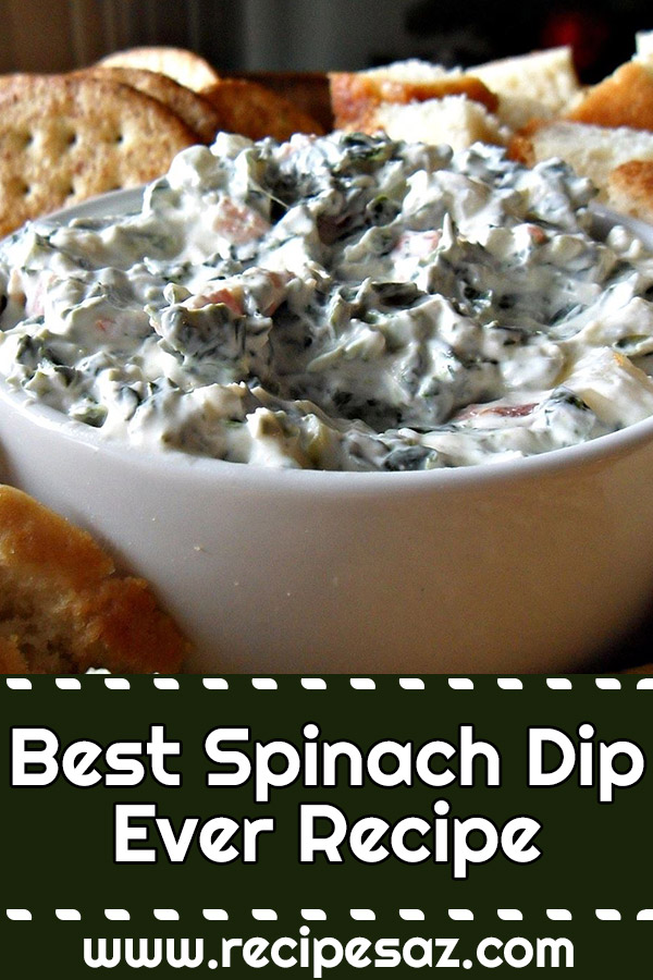 Best Spinach Dip Ever Recipe - A flavorful spinach mixture fills a tasty bread bowl. #spinach #spinachdip #spinachdiprecipe #spinachrecipe #spinachrecipes #recipes