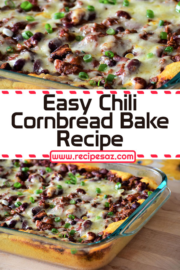 Easy Chili Cornbread Bake Recipe - I use ground turkey, but ground beef could be substituted if preferred #chili #cornbread #chilicornbread #cornbreadrecipe #bake #easyrecipes #recipes #turkey #beef #groundbeef #beefrecipe