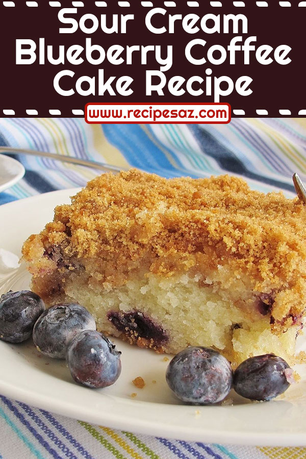 Sour Cream Blueberry Coffee Cake Recipe - This is a spin on traditional coffee cake #cream #blueberry #coffeecake #cake #cakerecipe #coffeecakerecipe #blueberrycake