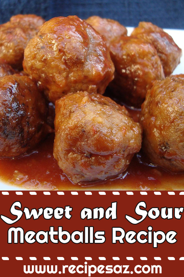 Sweet and Sour Meatballs Recipe - These meatballs are slow-cooked in a sweet and sour sauce. #sweetandsour #meatballs #meatballsrecipe #sweetandsourmeatballs #slowcooker #slowcookerrecipes #recipes